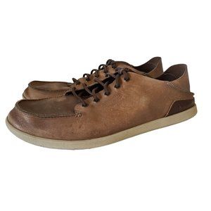 Olukai‎ Nalukai Leather Lace Up Shoes Slides Drop in Heel Brown Size 11